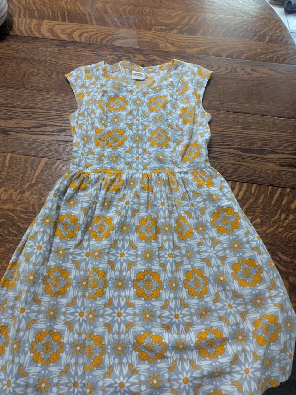 Mata Traders Fair Trade Gray and Yellow Dress Woman's Size Medium